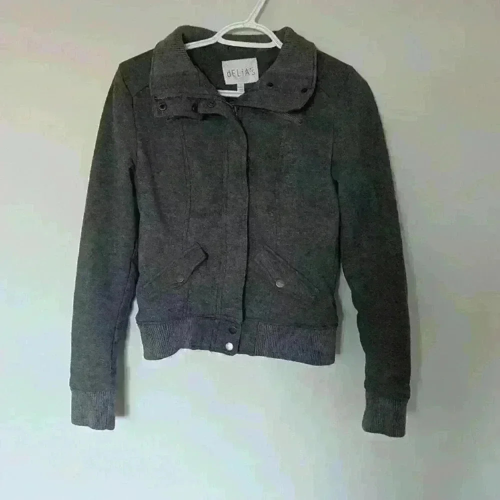 dELiA*s, zip up sweatshirt, jacket, Gray, Size Small - Picture 7 of 12